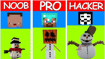 Minecraft NOOB vs PRO vs HACKER: SNOWMAN BUILD CHALLENGE in Minecraft / Animation