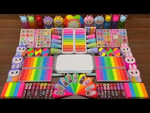 COLORFUL LABUBU | Mixing random into Glossy Slime I Satisfying YEN Slime Video #758
