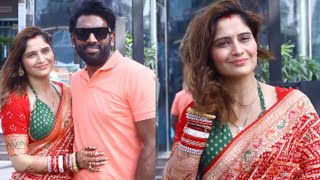 Aarti Singh Sports Sindoor, Chooda spotted With Hubby Dipak Chauhan on Lunch date