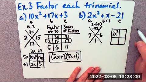 Envision Algebra 1 - 7.6 Factoring ax^2 + bx + c When a Is Not Equal To 1