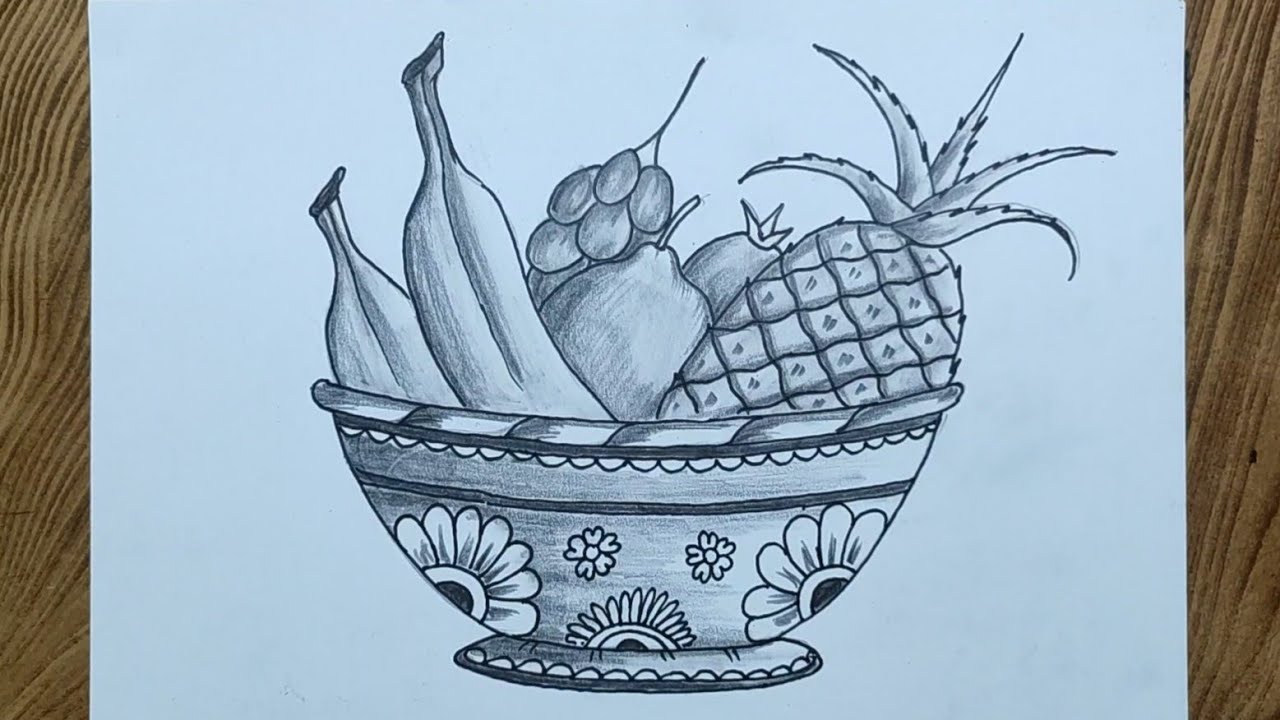 How to draw a fruit basket step by step for beginners  Fruit basket  drawing easy  YouTube