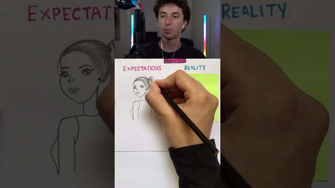 Ponytail Expectations Vs Reality Drawing 👀🤯