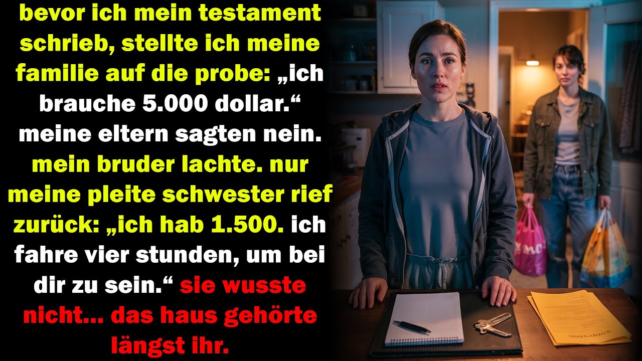 nur meine schwester half mir mit 1.500 dollar – sie ahnte nicht, dass das haus längst ihr gehörte.