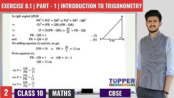 Exercise 8.1 | Part - 2 | Introduction to Trigonometry | Class 10 CBSE | Video #2