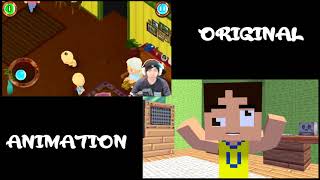 Original vs Animation - Miawaug main upin ipin keris siamang tunggal
