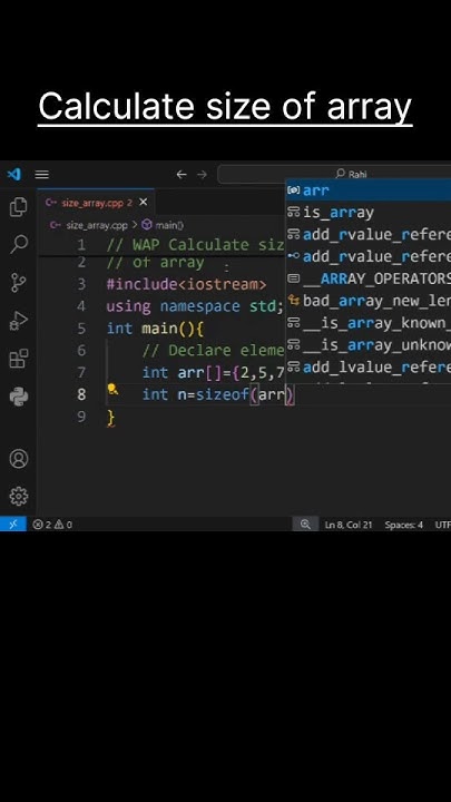 Calculate the size of array #coding #C++ #practice #programming # ...