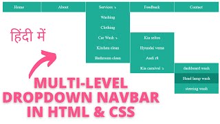 Multi level Dropdown Menu in HTML CSS in hindi | How to create Dropdown Menu with Submenus