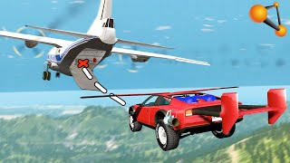 СМЕРТЕЛЬНЫЙ ТРЮК! ПОСАДКА МАШИНЫ в ЛЕТЯЩИЙ САМОЛЁТ!! - BeamNG.drive Multiplayer (BeamMP)