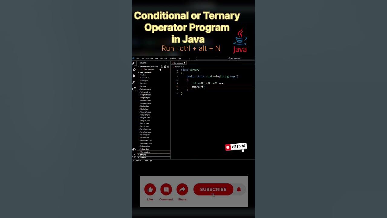 program of conditional or ternary operator in Java|#shorts#youtube# ...