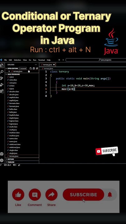 program of conditional or ternary operator in Java|#shorts#youtube# ...