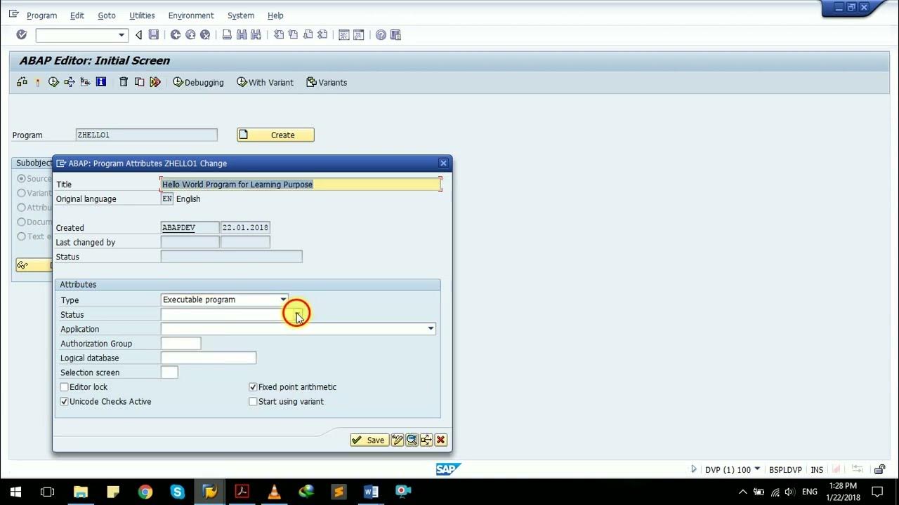02: SAP ABAP Code Editor Guide (SE38) - Hello World (1) - YouTube
