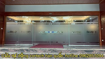 Cửa tự động cortech hàn quốc CT-803E lắp sảnh cty chung cư kết hợp bọc gỗ lh hotline 0962857094