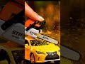 Can a Mini Stihl Cut Through a Plastic Lexus? 🚗🪚#shorts
