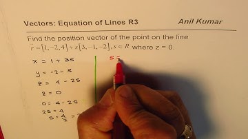 Find position vector of a point on a line in three space