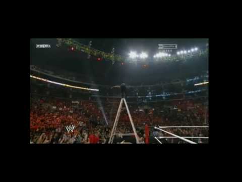 Jeff Hardy Swanton Bomb off the Ladder on CM Punk