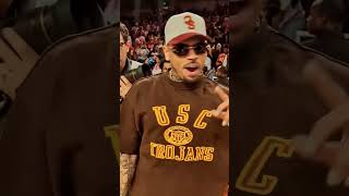 Chris Brown Court side catching a vibe