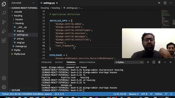 REACT DJANGO TUTORIAL PART 1 , Work in the APIs of DJANGO. Create your first PYTHON Django app