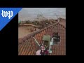 Rooftop rescue of flood victims in Brazil