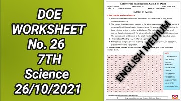 Class 7th Science worksheet no 26 (26/10/21)English medium || sci worksheet no 26 class 7 ||Solution