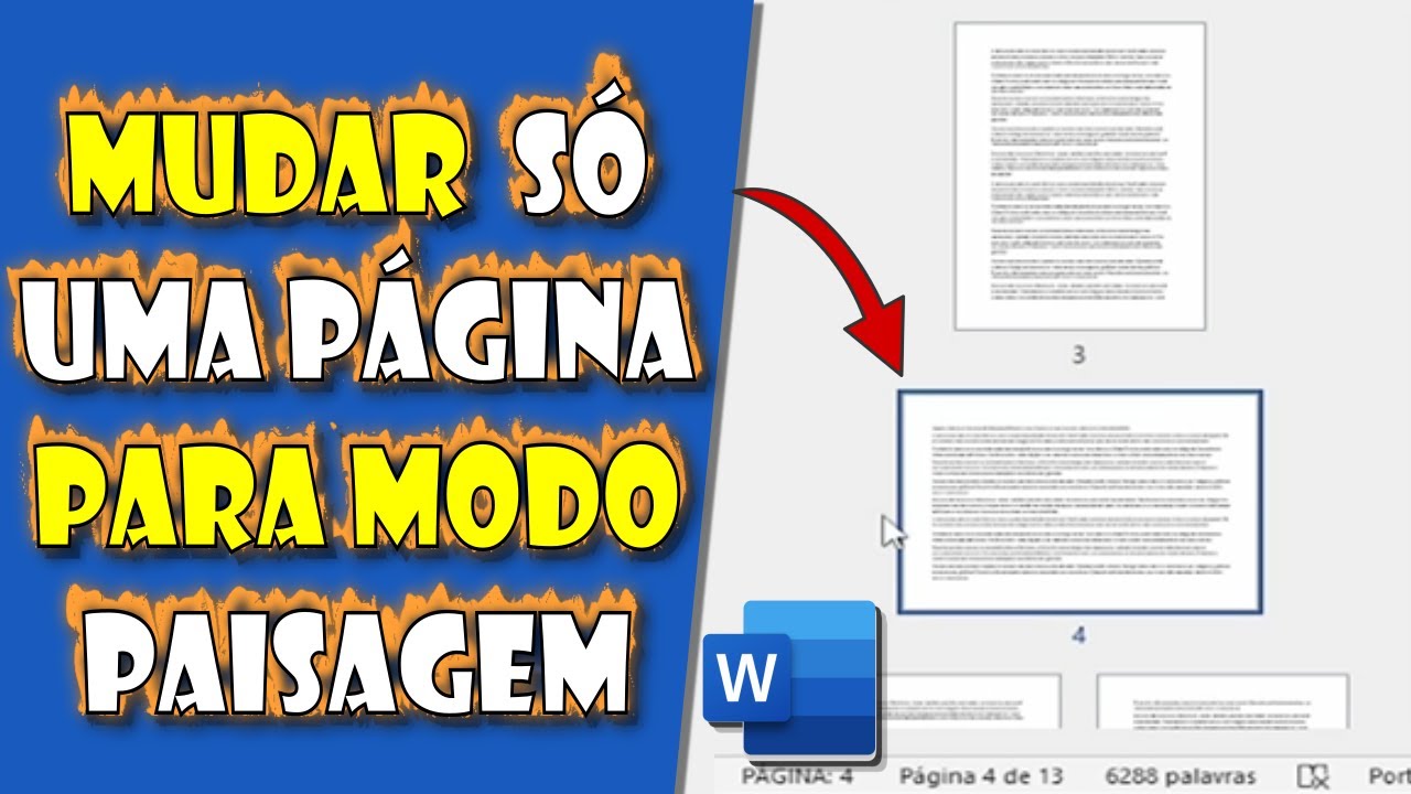 Como MUDAR Apenas UMA PÁGINA para PAISAGEM no WORD - YouTube