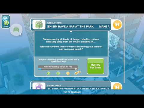 The Sims Freeplay - Make a Preteen Sims Have a Nap at The Park - Weekly Task
