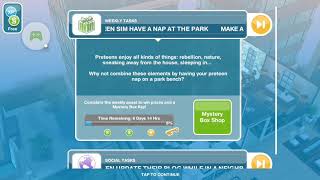 The Sims Freeplay - Make A Preteen Sims Have A Nap At The Park - Weekly Task