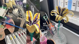 art vlog ! making rapunzel’s flower