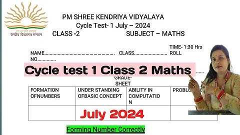 Class 2 Maths/Cycle Test -1/kv Question Paper PT-1 Examination For kendriya vidyalaya Student