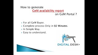 How to generate gem Availability report/ generate process 2026/Buyer/Seller/Government e-Market