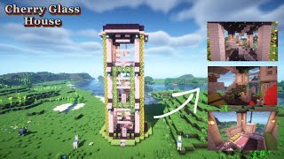 Minecraft Cherry Blossom Glass House | Aesthetic Build Tutorial screenshot 1