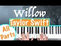 How to play willow  taylor swift piano chords accompaniment tutorial