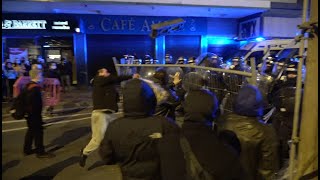 Protester Throws Concrete Breeze Block At Police During Bristol Protest