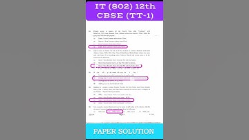 IT (802) CBSE CLASS-12 TERM TEST-1 PAPER SOLUTION| PAPER SOLUTION OF CLASS 10 INFORMATION TECHNOLOGY