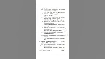 Indirect Tax Law Commerce (CBCS) 2022 Final Question Paper Under Guahati University