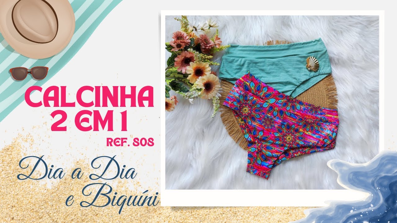 Como Fazer Calcinha Biquíni e Normal com o Mesmo Molde Fácil e Rápido - Ref. 808