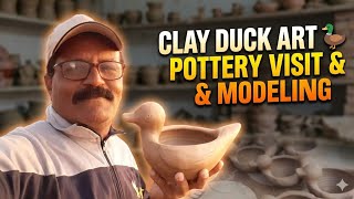 Clay Duck Art | Pottery Visit &amp; Modeling 🦆 | Handmade Creativity 🔖 #PotteryArt #ClayModeling #viral