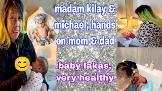 Madam Kilay at Michael, nagpaligo Kay baby "little" lakas - YouTube