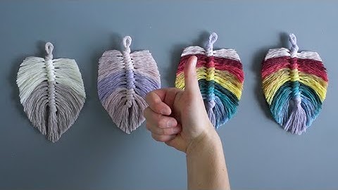 DIY knutselwerkjes voor kinderen: regenboogkleurige macraméveren/bladeren!