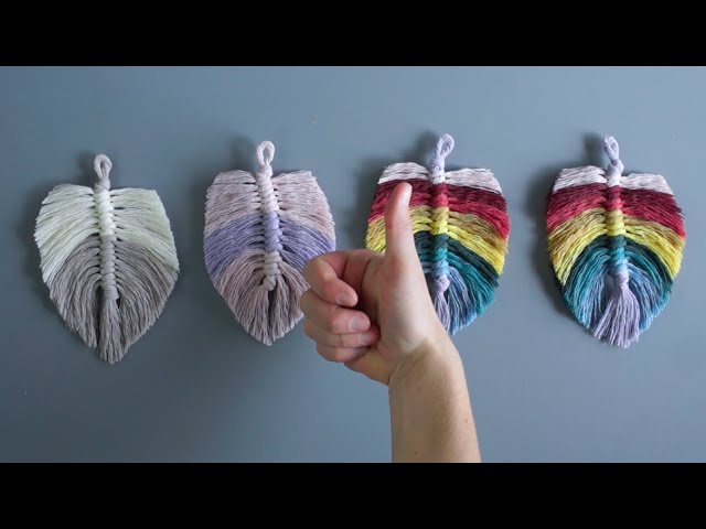 Diy Crafts For Kids Rainbow Colourful Macrame Feathers Leaves You - How To Make A Macrame Feather Wall Hanging Tutorial For Beginners