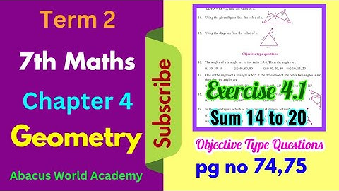 7th standard maths term 2 chapter 4 Geometry  Exercise 4.1 sum 14 to  20 pg no 74