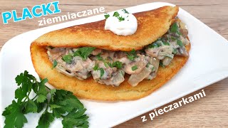 Incredibly tasty potato pancakes with mushrooms  cheap and quick dish  always delights