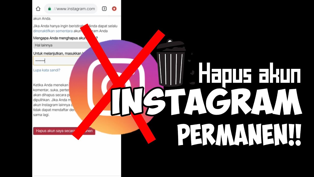 CARA HAPUS AKUN INSTAGRAM PERMANEN!! || TUTORIAL 