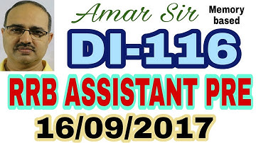 RRB ASSISTANT  PRE 16/09/2017 Data Interpretation-116 #Amar Sir