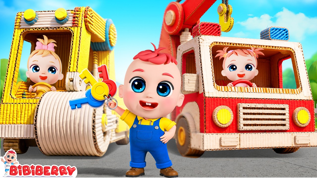 🔴LIVE | Cardboard Car Adventure | Construction songs | Toddler Songs | BiBiBerry Nursery Rhymes