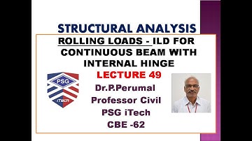 Lecture 49 : ILD - Cont. Beam with Internal hinge by Dr.P.Perumal, PSG iTech, CBE