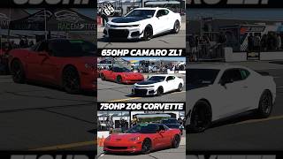 650hp Camaro ZL1 vs 750 Z06 Corvette 65mph Roll Start Race Motive @ Pocono Raceway