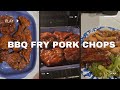 VLOG: COOKING BBQ-FRY PORK CHOPS FOR THE FIRST TIME #kimnnadi #cooking #foodie #sundaydinner