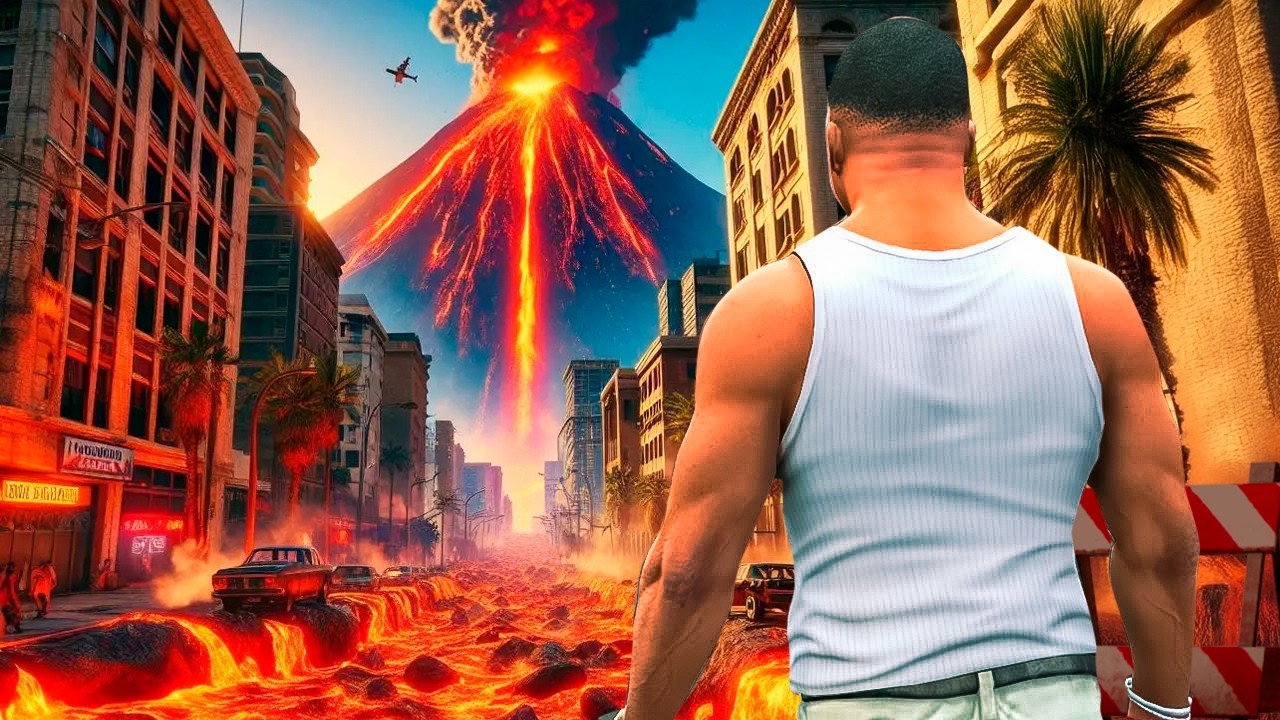 ИЗВЕРЖЕНИЕ ОГРОМНОГО ВУЛКАНА В ГТА 5! АПОКАЛИПСИС ЦУНАМИ ИЗ ЛАВЫ, МЕТЕОРИТЫ, ЗОМБИ ОБЗОР МОДА GTA 5