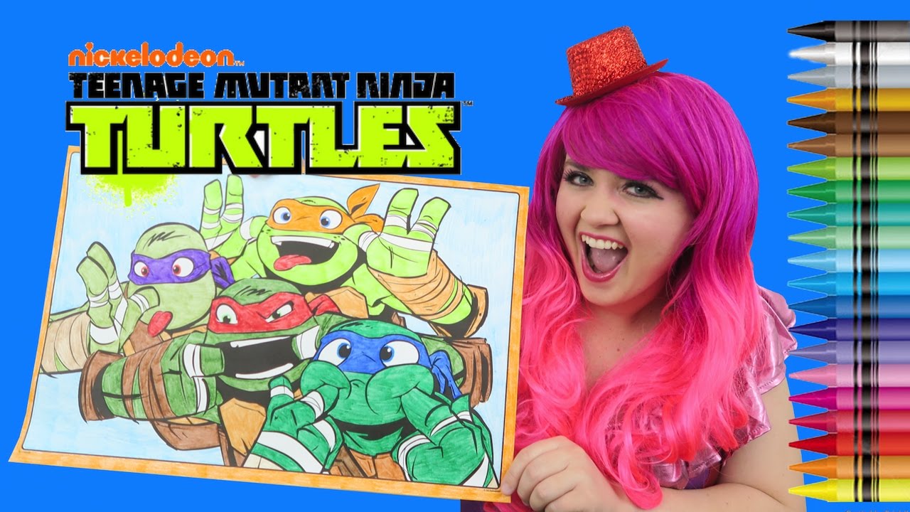 Coloring Teenage Mutant Ninja Turtles Giant Coloring Page Crayons Coloring With Kimmi The Clown Youtube