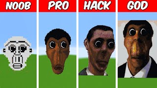 OBUNGA FACE Pixel Art Build in Minecraft ! Noob vs Pro vs Hacker vs God - Minecraft Animation